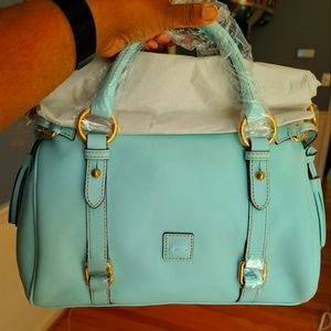Dooney and Bourke Small Satchel in pale blue RARE Super Smooth FLORENTINELEATHER